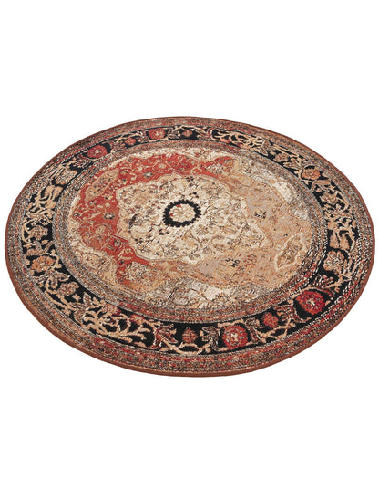 Rugs.com - Outdoor Traditional Rug – 4 Ft Round Multi Indoor/Outdoor Rug – Weather-Resistant Flatweave for Patios, Decks, and Porches