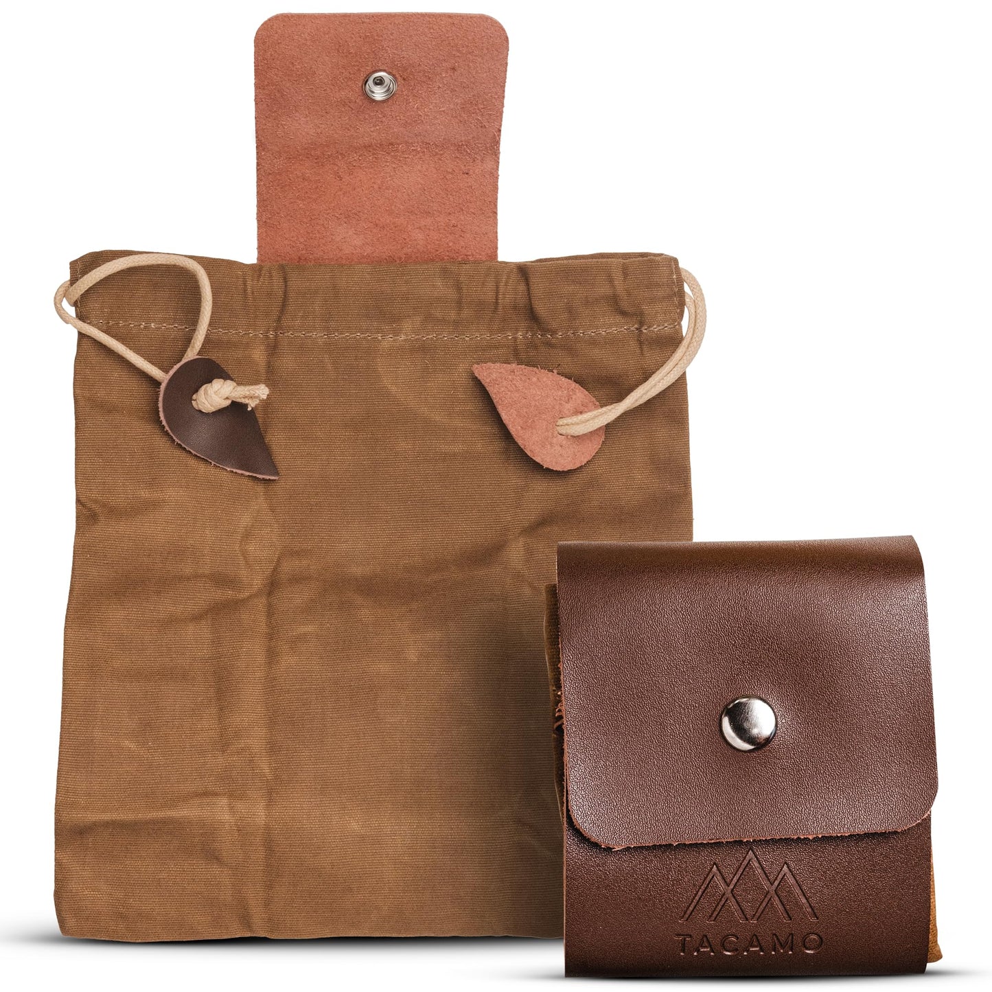 TACAMO Foraging Bag - Durable Mushroom Foraging Bag for Outdoor Adventures - Spacious Leather Pouch for Belt with Secure Drawstring - Bushcraft Foraging Sack for Mushroom, Rock & Plant Collecting