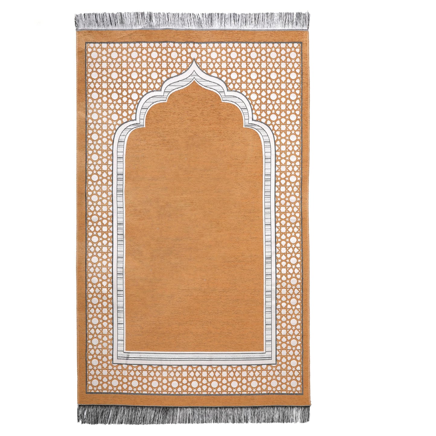 Islamic Prayer Rug Elegant Masjid Pattern Thin Mat Muslim Portable Blanket Ramadan Eid Gift Rug Turkish Prayer Carpet - Khaki 1pc