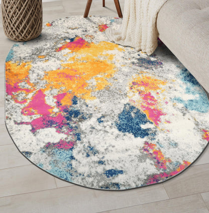 Rugshop Sky Collection Modern Abstract Oval Area Rug 5' x 7' Multi