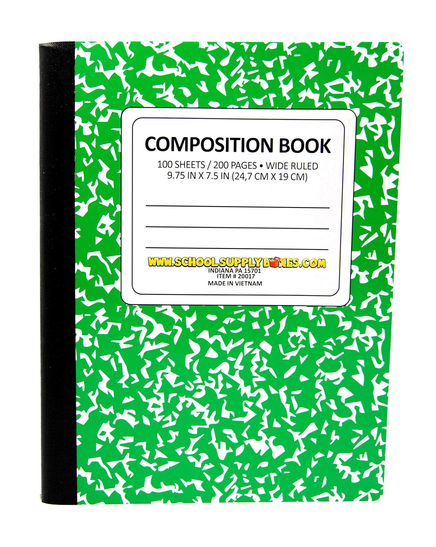 100 Sheet Composition Notebooks - School Supply Boxes - 5 Wide Ruled Writing Notebooks - 1 Black, 1 Red, 1 Green, 1 Blue, and 1 Yellow (Wide Ruled)