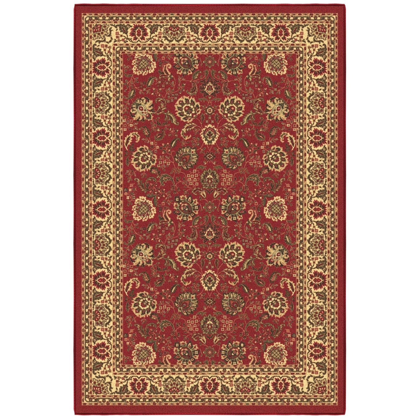 Ottomanson 3'3" x 4'7" Rugs for Living Room Oriental Area Rug for Bedroom - Non Slip Durable Large Floor Carpet for High Traffic Areas - Indoor Rug for Dining Room Kitchen Kids Playroom, Red