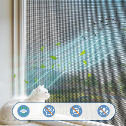 MAGZO Window Screen Replacement Mesh 48"W x 99"L - Pet Resistant Premium & Durable Polyester Screen Door Mesh, Allows Fresh Air In, DIY Repair Kit Includes Tool for Sliding Doors,Windows,Patio, Gray