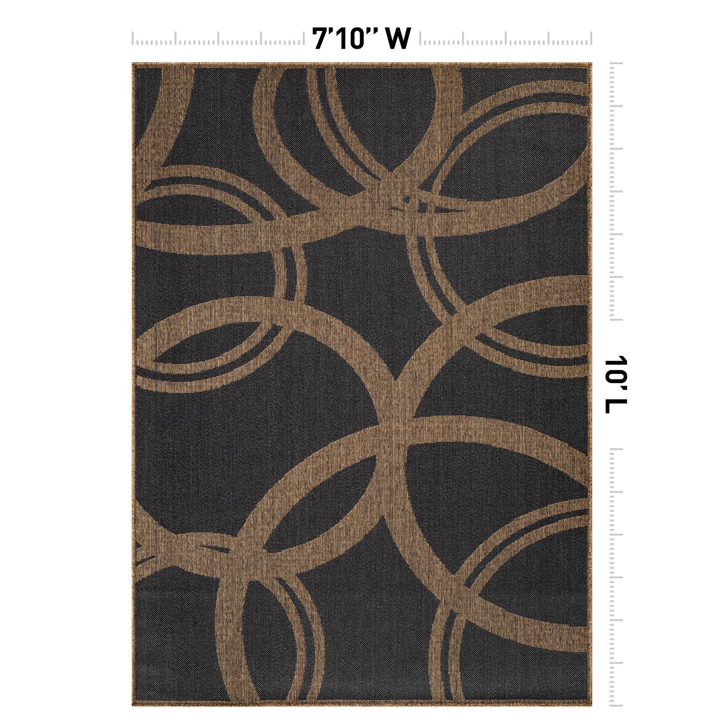 Rugshop Abstract Indoor Outdoor Flat Woven Area Rug,Natural Jute-Style,Easy-Care Patio Rug for Backyard Porch Deck Balcony, 7'10" x 10' Dark Gray/Natural