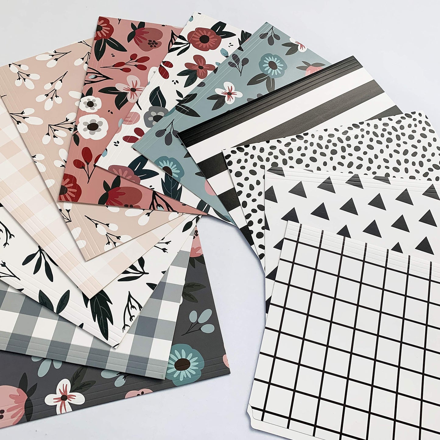 Cute File Folders, Set of 12 3-Tab Letter Size Decorative File Folders Boho Manilla 8.5 x 11 – Pretty Designer Home Office School Supplies (Tranquility)