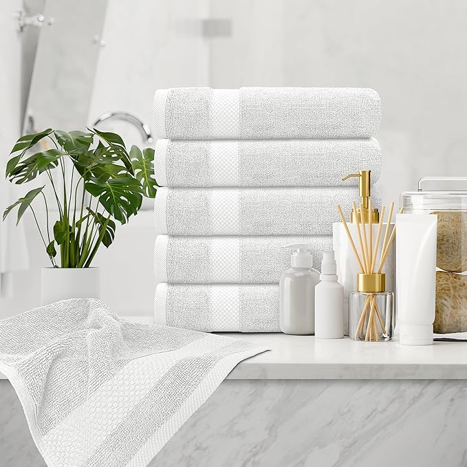 White Classic Luxury Silver Hand Towels