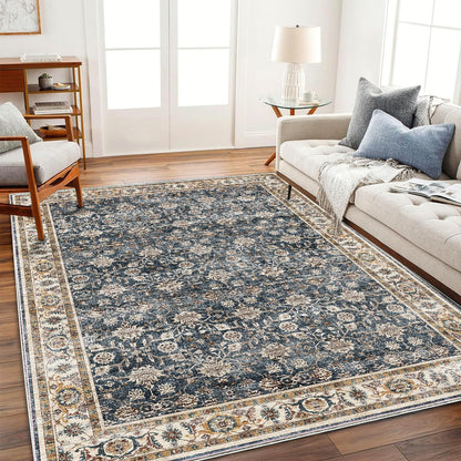 CHAMPLANT Washable Area Rug 8'x10' Retro Boho Design Non-Shedding Non-Slip Easy Care Ideal for High Traffic Areas in Living Room Bedroom Office Coffee Table Kitchen Large Carpet