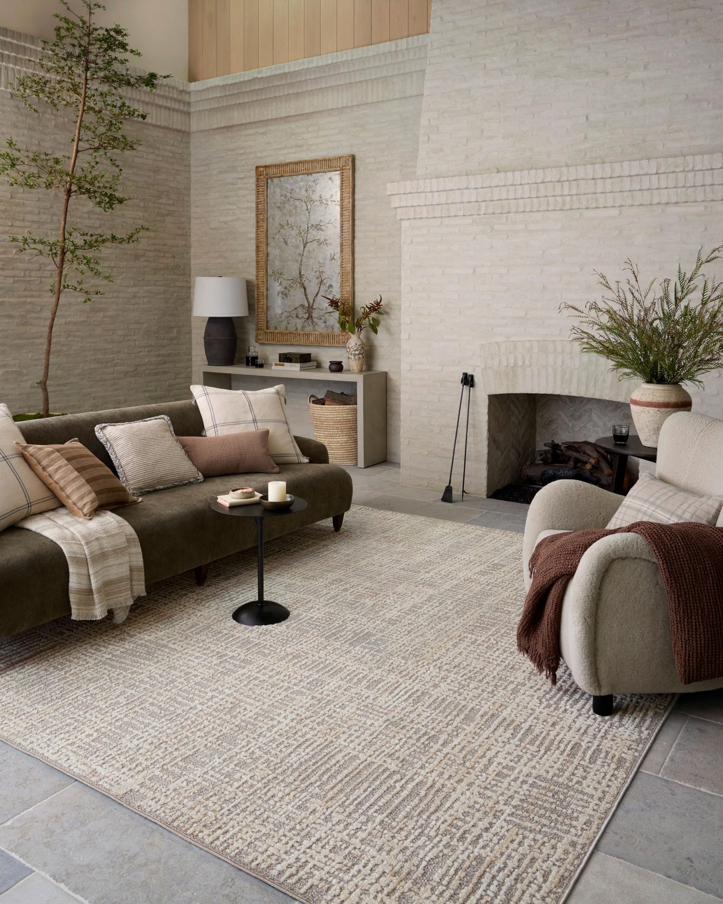 Loloi Amber Lewis Bexley Collection BEX-07 Natural/Dove 5'-0" x 7'-6" Area Rug Neutral, Textured, Living, Bedroom, Dining, Carpet