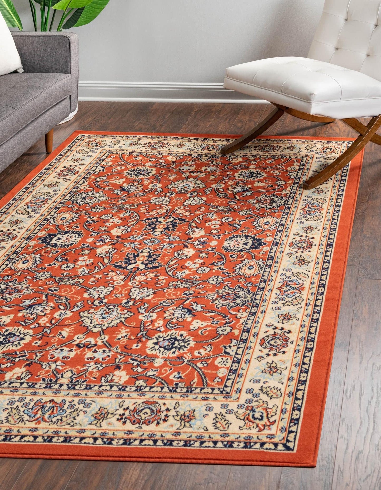 Unique Loom Sialk Hill Collection Area Rug - Washington (9' x 12' Rectangle Terracotta/Cream)