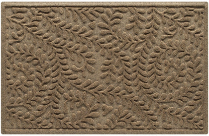 WaterHog Boxwood Front Door Mat Indoor Outdoor Entrance, Absorbent All-Weather Doormat with Non-Slip Rubber Backing, Dirt & Moisture Trapper, Low Profile & Easy Clean, Made in USA, 23"x36" Camel