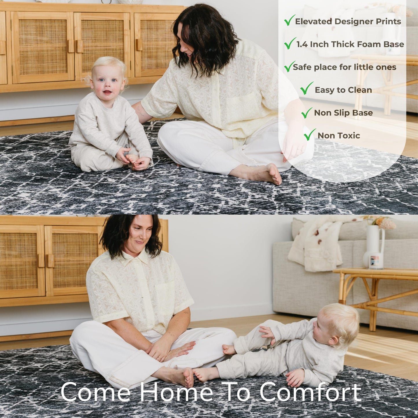 Muscle Mat Designer Relax Mat - 1.4" Thick Foam Base (Charcoal Geo, 6.6 ft x 13.1 ft)