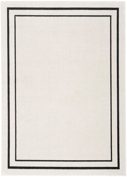 Nourison Home Nourison Essentials Ivory/Black 6' x 9' Area Rug - Easy Clean, Non Shedding, Bed Room, Living Room, Dining Room, Kitchen (6' x 9')