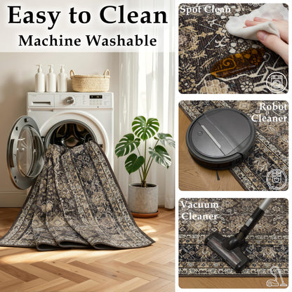 Ruaruarug Area Rug 8'×10', Non Slip Machine Washable Ultra Soft Stain & Fade Resistant, Pet & Kids Friendly, for Living Room/Bedroom/Kitchen/Classroom, Copper