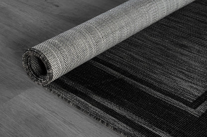 Beverly Rug Outdoor Rug 5x7 Modern Bordered Area Rugs for Indoor and Outdoor Patio Deck Porch Garden Waterproof Weather Sun Resistant Washable Outside Carpet (5 x 7 Black)