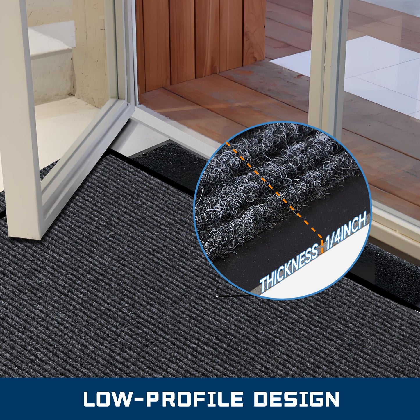 BesWin Indoor Outdoor Mat, 3' x 4' All-Season Waterproof Doormat for High Traffic Entryway, Heavy Duty Commercial Floor Mat, Non Slip Rubber Backing Front Door Mat Outside Entrance, Low-Profile, Grey