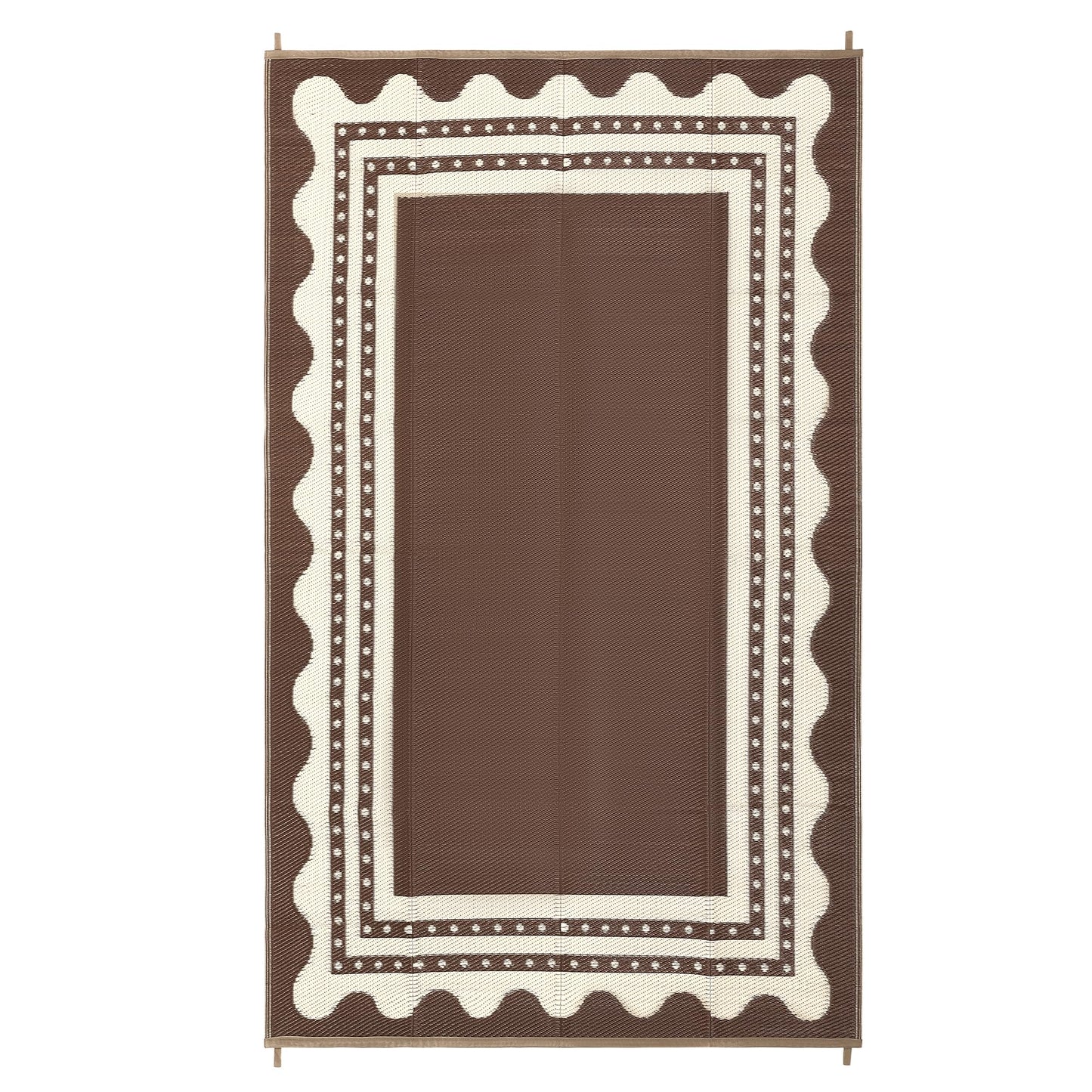 IDEALHOUSE Waterproof Outdoor Rug 9x12 for Patio, Reversible Modern Area Rug, Large Plastic Straw Mat for Camping, RV, Porch, Backyard, Deck, Picnic, Beach, Brown & Beige