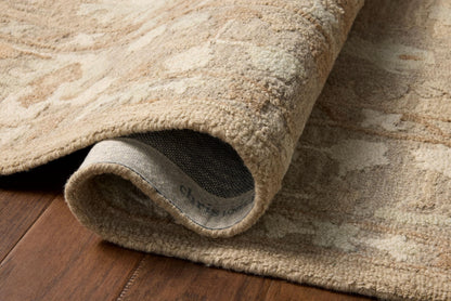Loloi Chris Loves Julia Dorothea Collection DRT-02 Khaki/Dove 7'-9" x 9'-9" Area Rug Wool Neutral Floral Living Room Bedroom Carpet