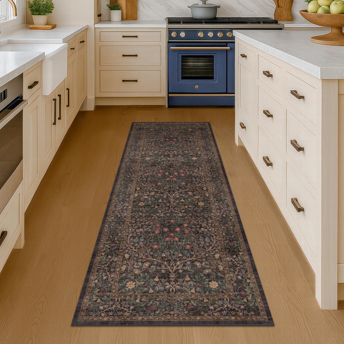 Dark Brown Washable 2x6 Runner Rugs for Entryway, Kitchen, Hallway, Bedroom Bedside, Laundry Room, Bathroom Rug, Pet & Kids Friendly Vintage Non Slip Low Pile Stain Resistant Long 24 x 72 Floor Carpet