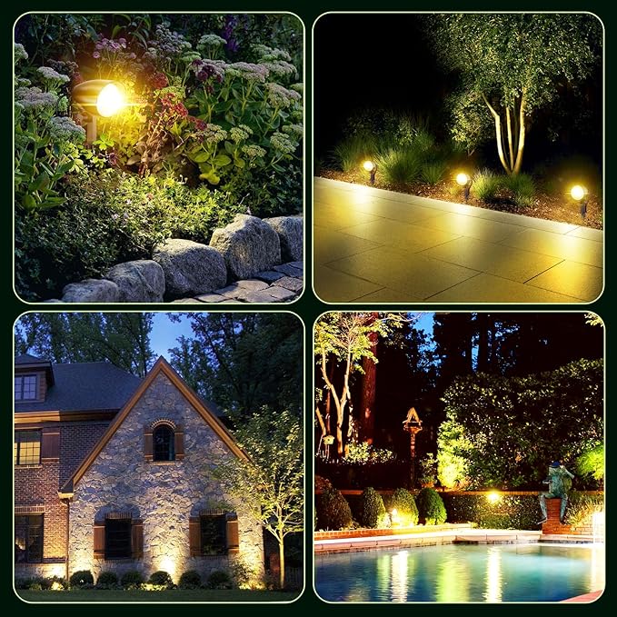 ZZXX 20W Outdoor Spotlight LED Landscape Lighting 120V Pathway Lights IP66 Waterproof Aluminum Yard Spot Lights 1880LM 2700K Warm White Landscape Spotlights with US 3-Plug in (2 Pack)