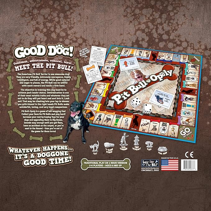 Late for The Sky Pit Bull-Opoly Board Game for Families – Dog Lover Party Game Ages 8+ 2-6 Players Quick or Classic Play Collectible Pit Bull Theme
