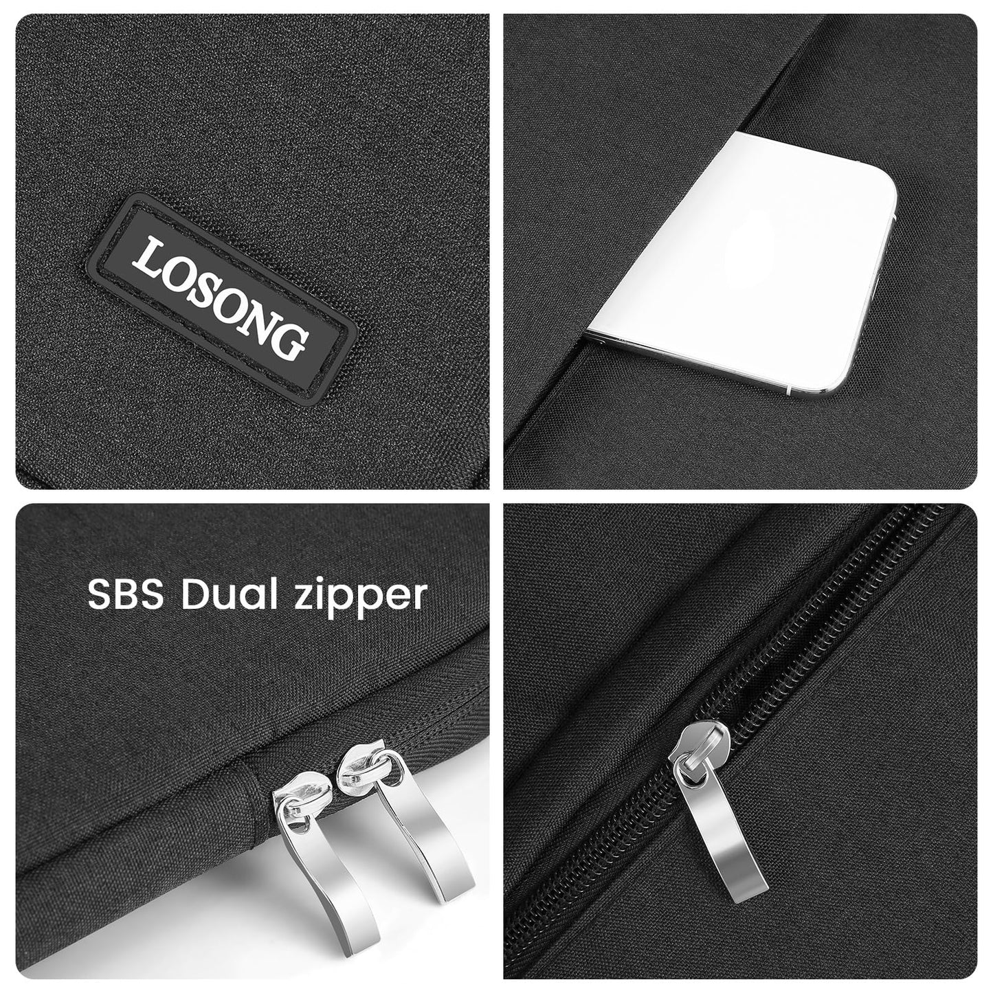 Losong Portable Monitor Case 15.6 Inch, Protective Carrying Sleeve for Most 16.1/15.6 in Monitors, Water Resistant Portable Laptop Display Bag with Accessory Pocket, Size-15.3"x9.8" Black