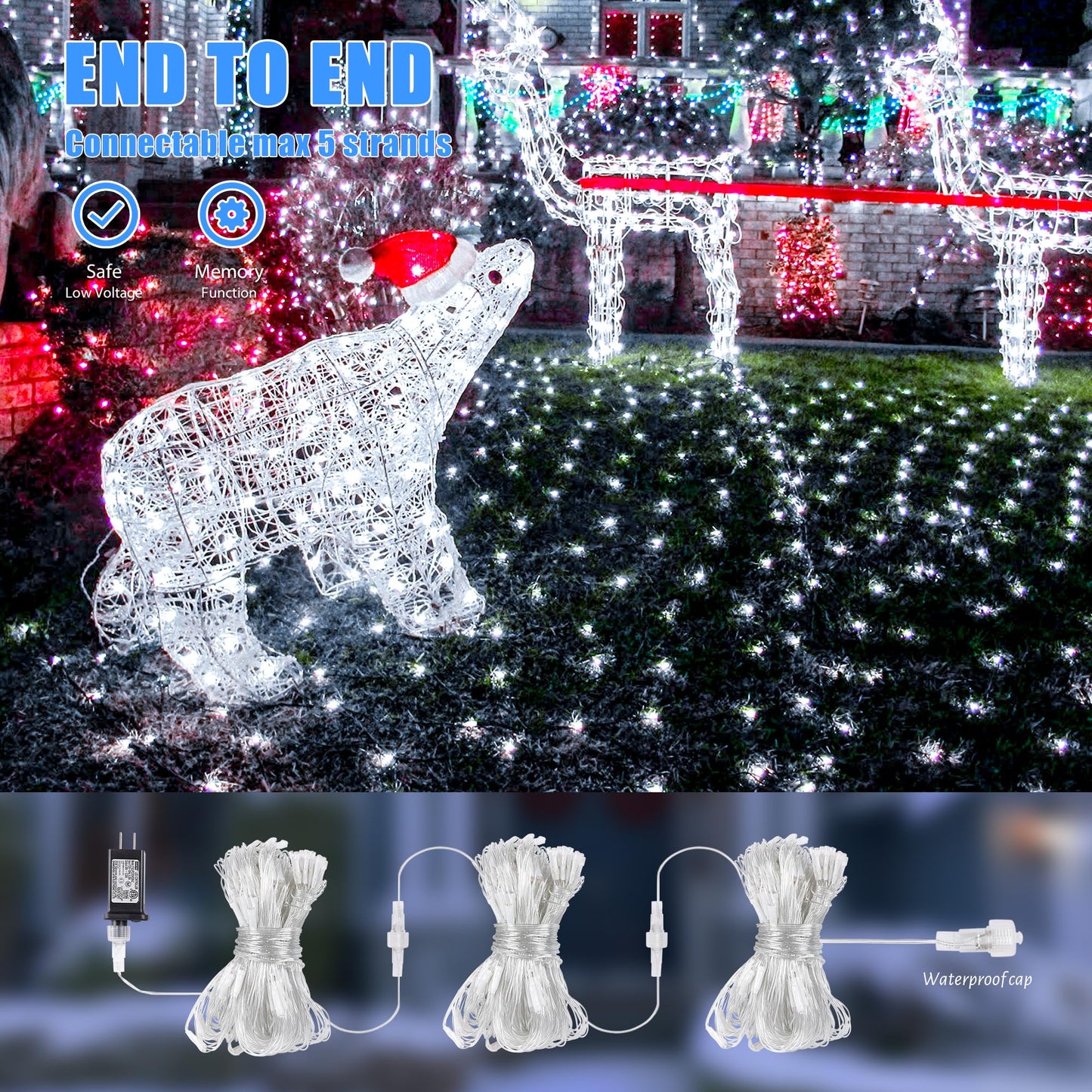 HEYFUNi 192 LED Net Lights Outdoor Mesh Lights,8 Modes Net Light for Bushes Plug in, Waterproof Christmas Net String Light for Bushes Ceiling Wedding Indoor Outdoor(9.8ft x 6.6ft,White)