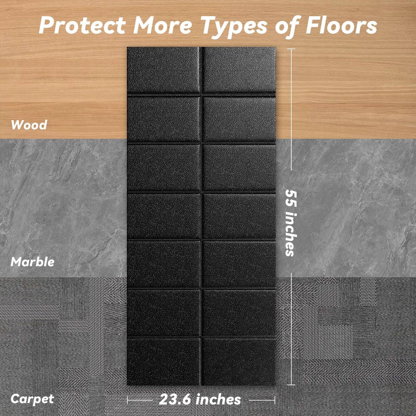 Walking Pad Mat for Carpet, Treadmill Mat for Hardwood Floors, Bike Mats Compatible with Peloton – Non-Slip Exercise Mats, Shock Absorbing & Floor Protection for Home Gym Use (71" x 32"x0.24"Th)