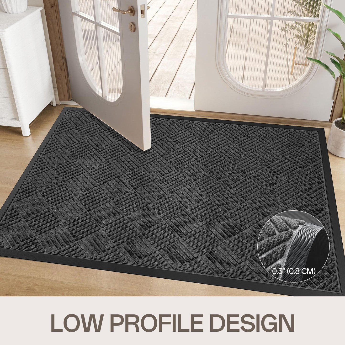 Amyracel Front Door Mat 36x48, Heavy Duty Durable Indoor Outdoor Entrance Doormat, All-Weather Dirt Trapper Waterproof Doormat, Fade Resistant, Non-Slip, Easy Clean Outside Patio Entryway Mat