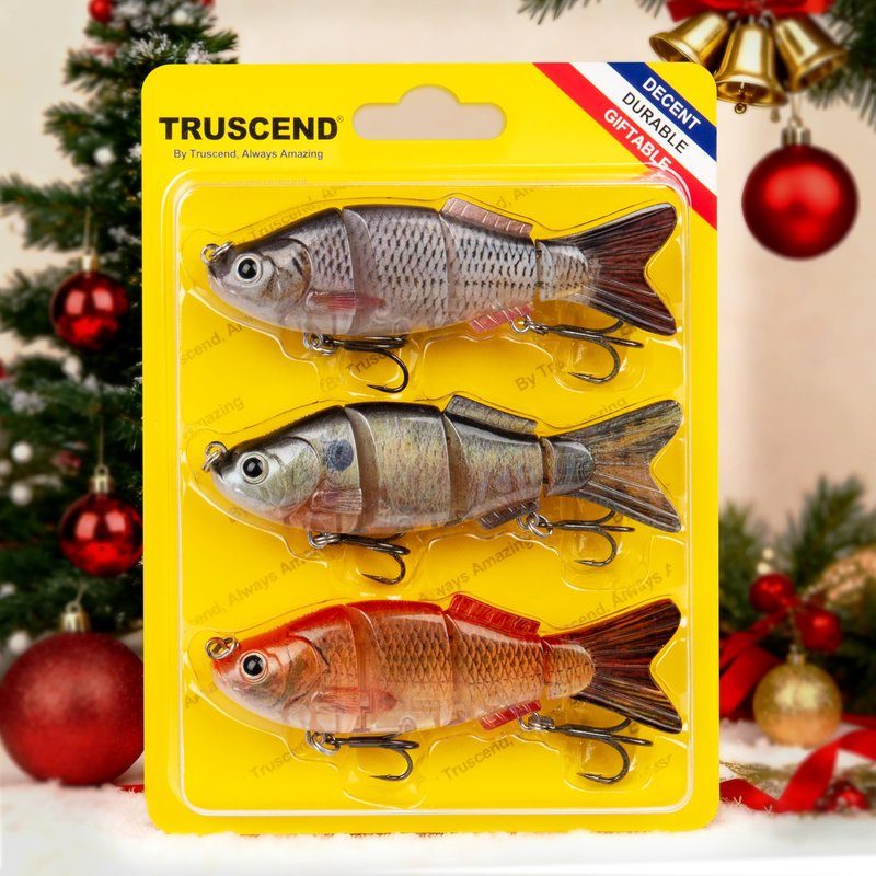 TRUSCEND Easy Catch SwimMax with BKK Hooks, Magic Noisy Wiggling and Vibrating Actions for More Bites, Lifelike Fishing Lures for Bass Trout Walleye Crappie, Strongest Dyneema Fiber Jointed Swimbaits