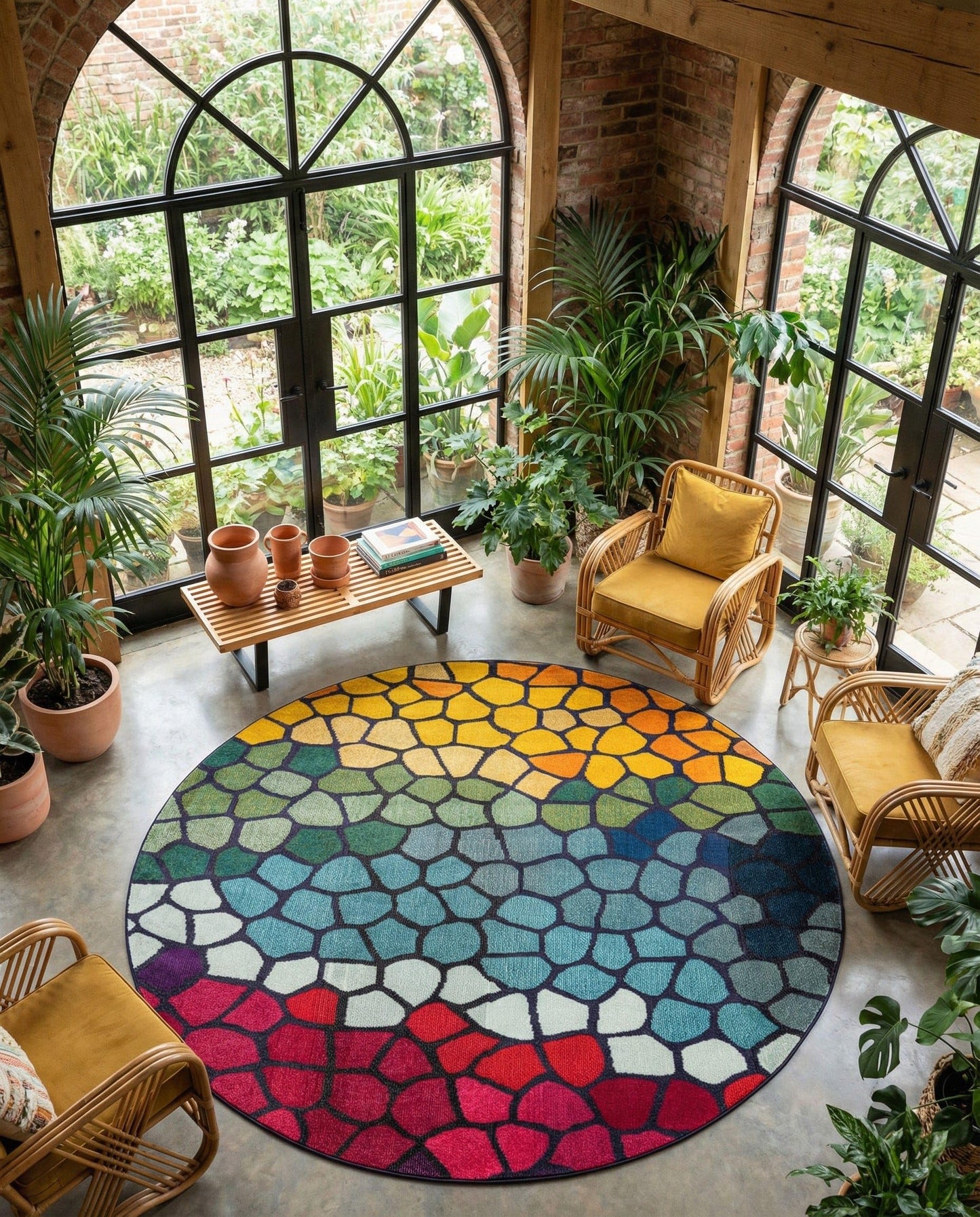 Rugs.com - Hyacinth Rug – 8 Ft Round Multi Washable Rug – Vibrant Mosaic Design for Playrooms, Nurseries, and Kids Bedrooms