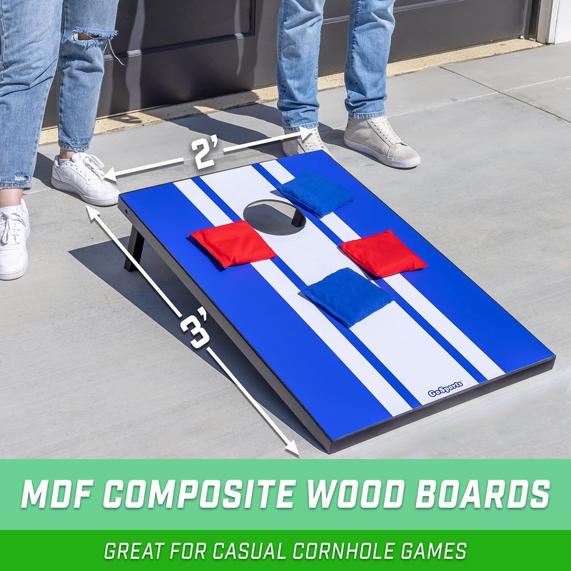 GoSports 3 x 2 ft Classic Design Cornhole Game Set - Includes Two 3 x 2 ft Boards, 8 Bean Bags, and Carry Case