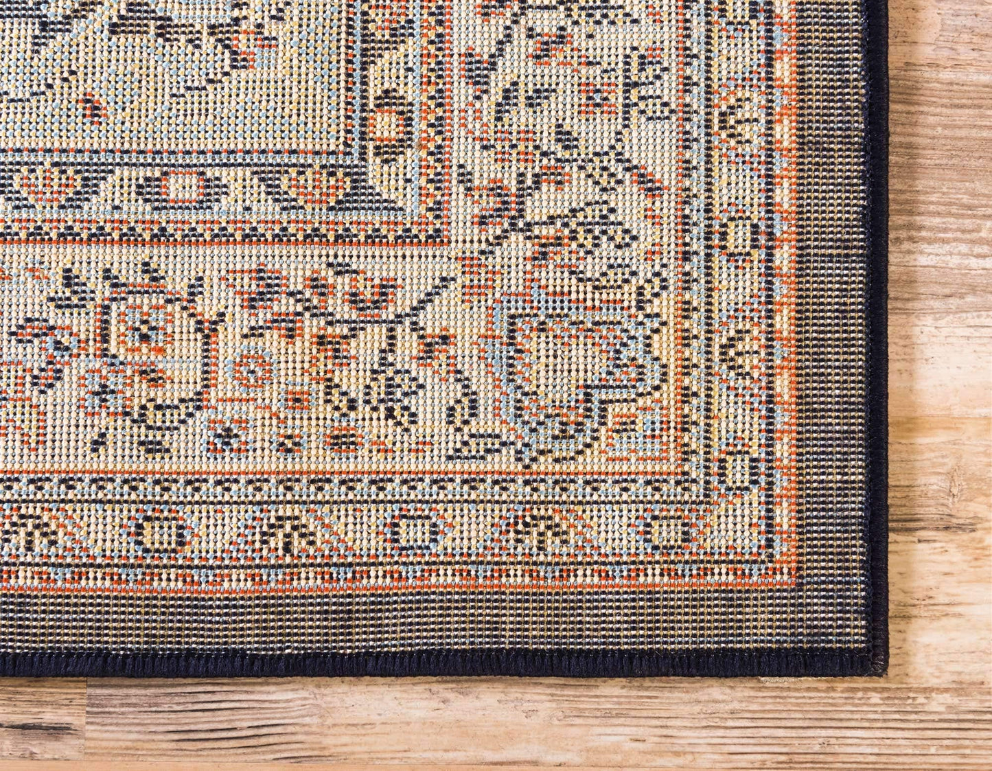Unique Loom Reza Collection Traditional Persian Style Area Rug, 4 x 6 ft, Navy Blue/Ivory