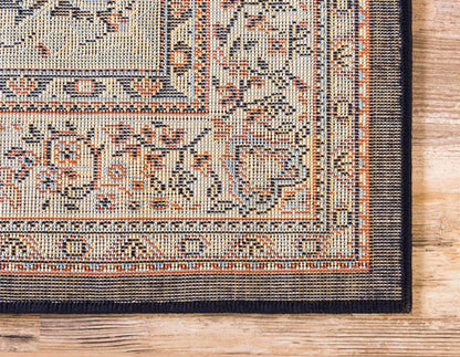 Unique Loom Reza Collection Traditional Persian Style Area Rug, 6 x 9 ft, Navy Blue/Ivory