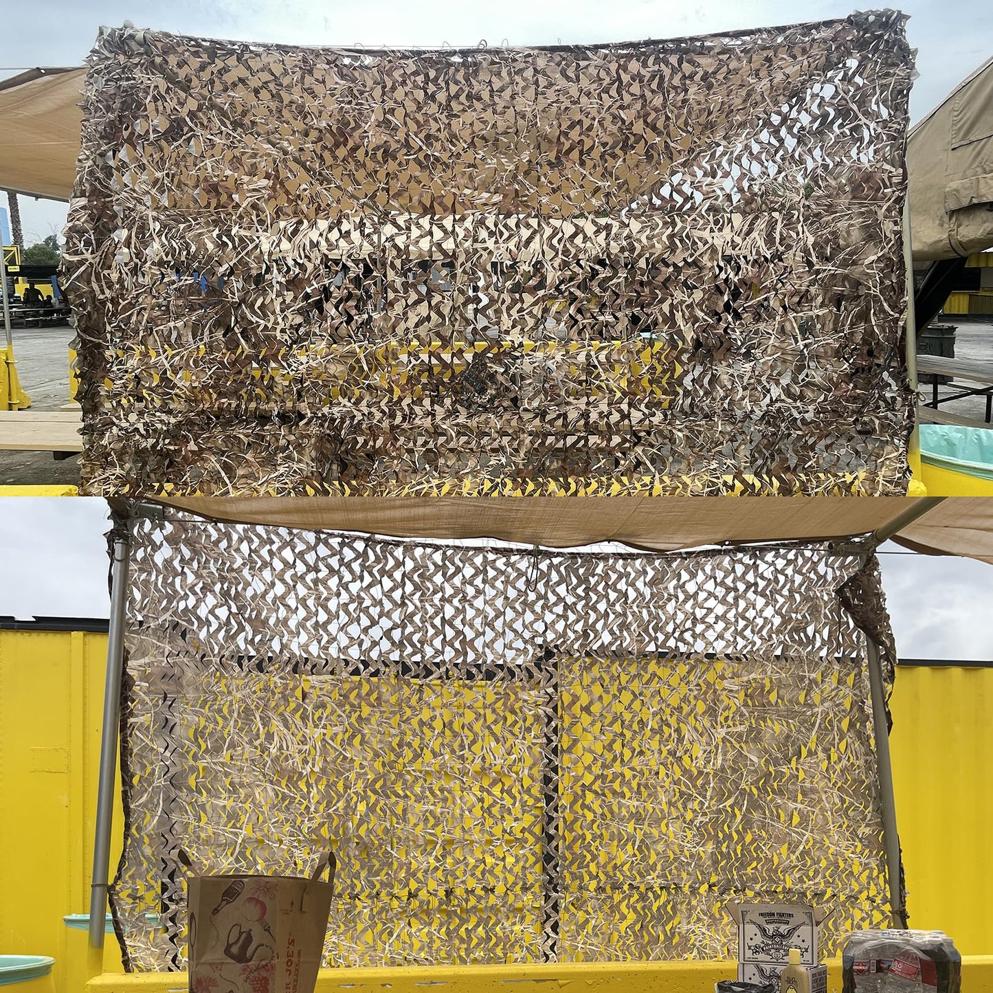 Yeacool Camo Netting 10x20 Mesh Camouflage Netting Military Surplus Hunting Blind Net for Military Theme Party Decorations Backdrop Sunshade Car Cover Camping Shooting (Dry Grass, 10ftx20ft, 3m*6m)