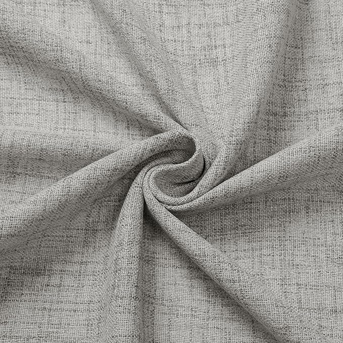 Tollpiz Short Linen Curtains Bedroom Rod Pocket Semi Sheer Curtain Burlap Light Filtering Thick Linen Drapes for Living Room, 38 x 45 inches Long, Silver Grey, Set of 2 Panels