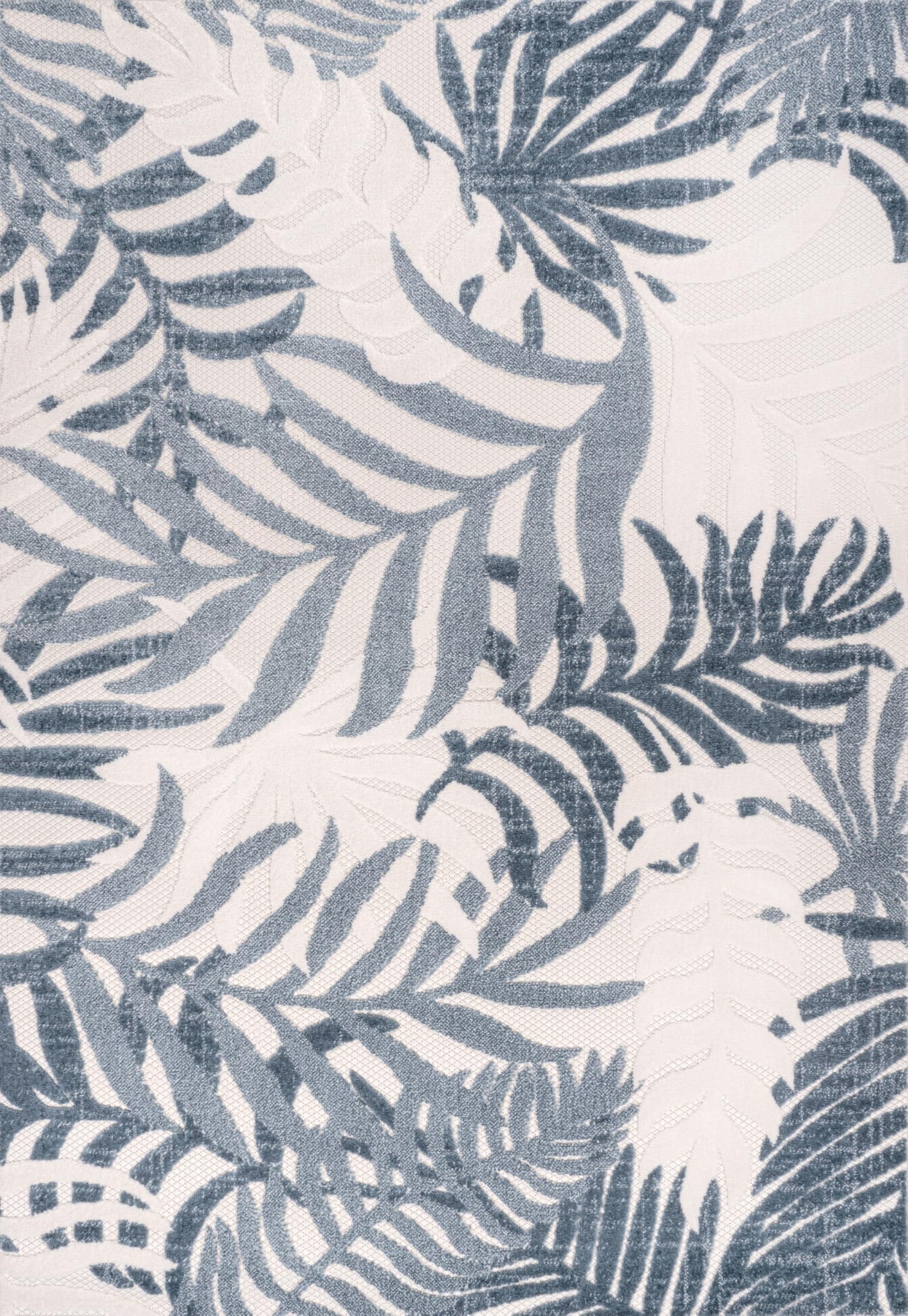 JONATHAN Y Tropics Palm Leaves Indoor Outdoor Area Rug 8X10 Cream/Dark Blue, Boho for Backyard, Patio, Porch, Easy-Cleaning, High Traffic, Pet-Friendly, Non-Shedding (AMC100F-8)