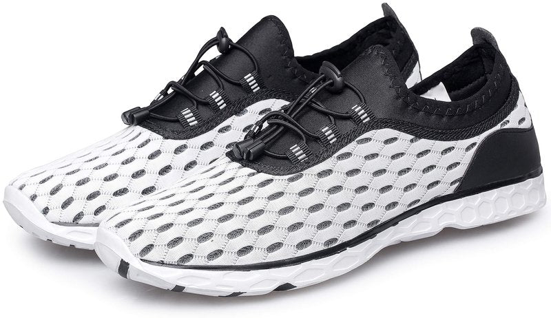 DOUSSPRT Men's Water Shoes Quick Drying Sports Aqua Shoes White Size 11