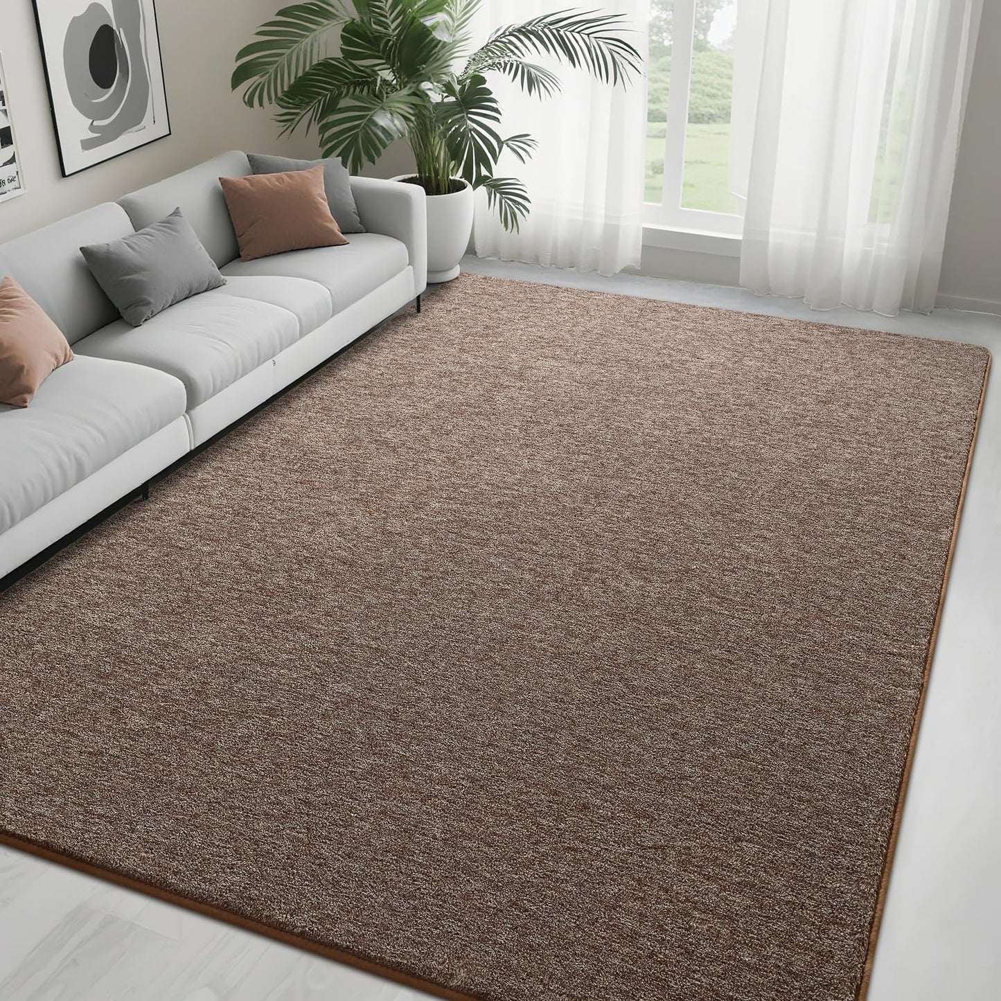 FALARK 4x6 Area Rugs for Bedroom Living Room, Brown Soft Low-Pile Modern Indoor Thickened Memory Foam Non-Slip Washable Carpets for Kids Dorm Home Decor Rug