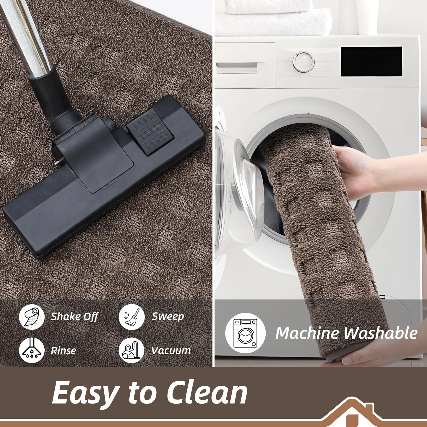 BEQHAUSE Dirt Trapper Door Mats 24"x36", Non-Slip Waffle Doormat Indoor Entrance Low-Profile, Dirt Resist and Absorbent Entryway Rugs Washable Inside Welcome Floor Mat for Front Back Door, Brown