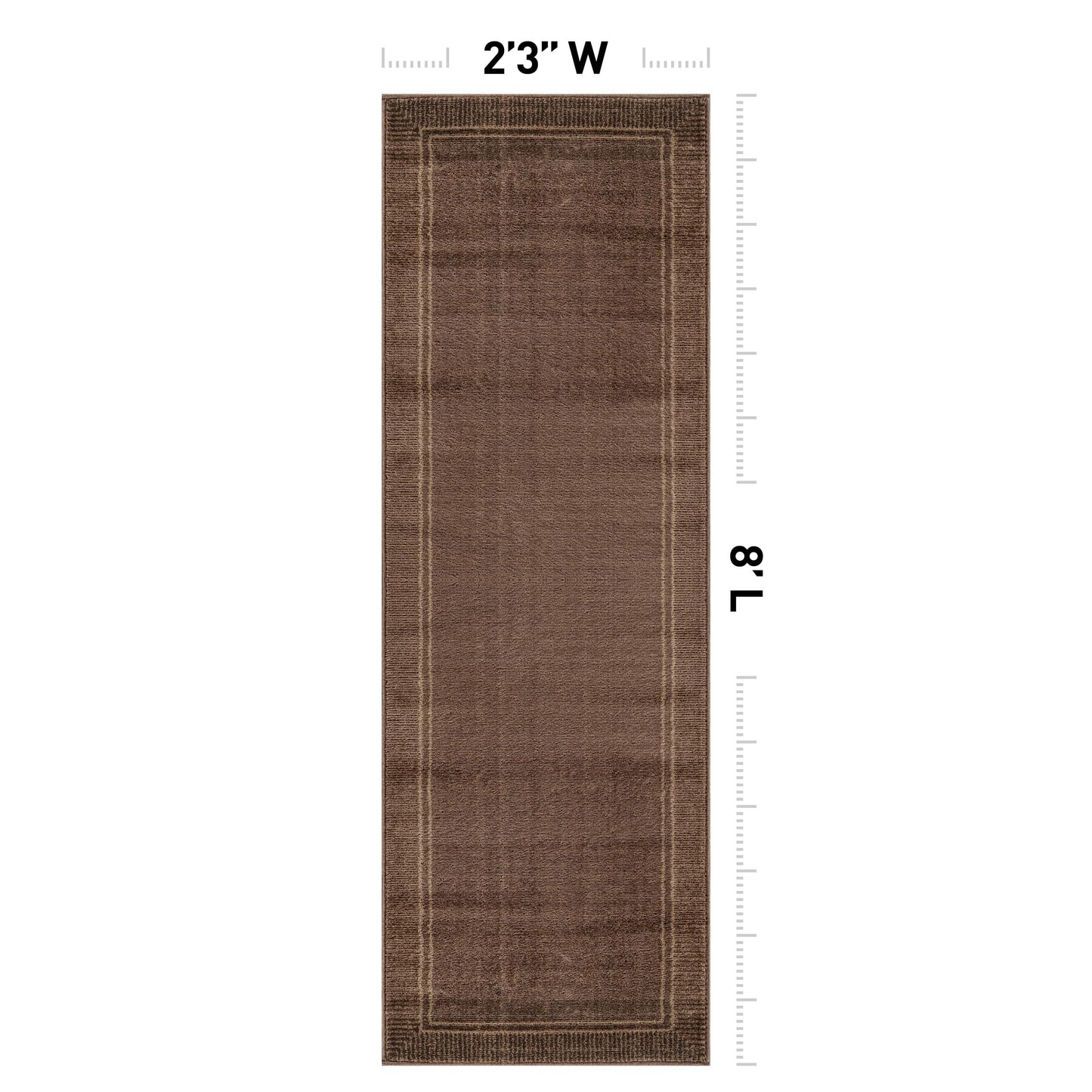 Rugshop Modern Distressed Bordered Indoor Runner Rug for Hallway,Entryway,Kitchen Rug Low Pile Rug with Jute Backing 2' 3" x 8' Brown