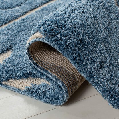 SAFAVIEH Area Rug 9x12 - Florida Shag Collection - Large - Light Blue & Cream, Scroll Design, Non-Shedding & Easy to Clean, High-Low Plush Pile, Ideal for Living Room, Bedroom, Dining (SG455-6011)