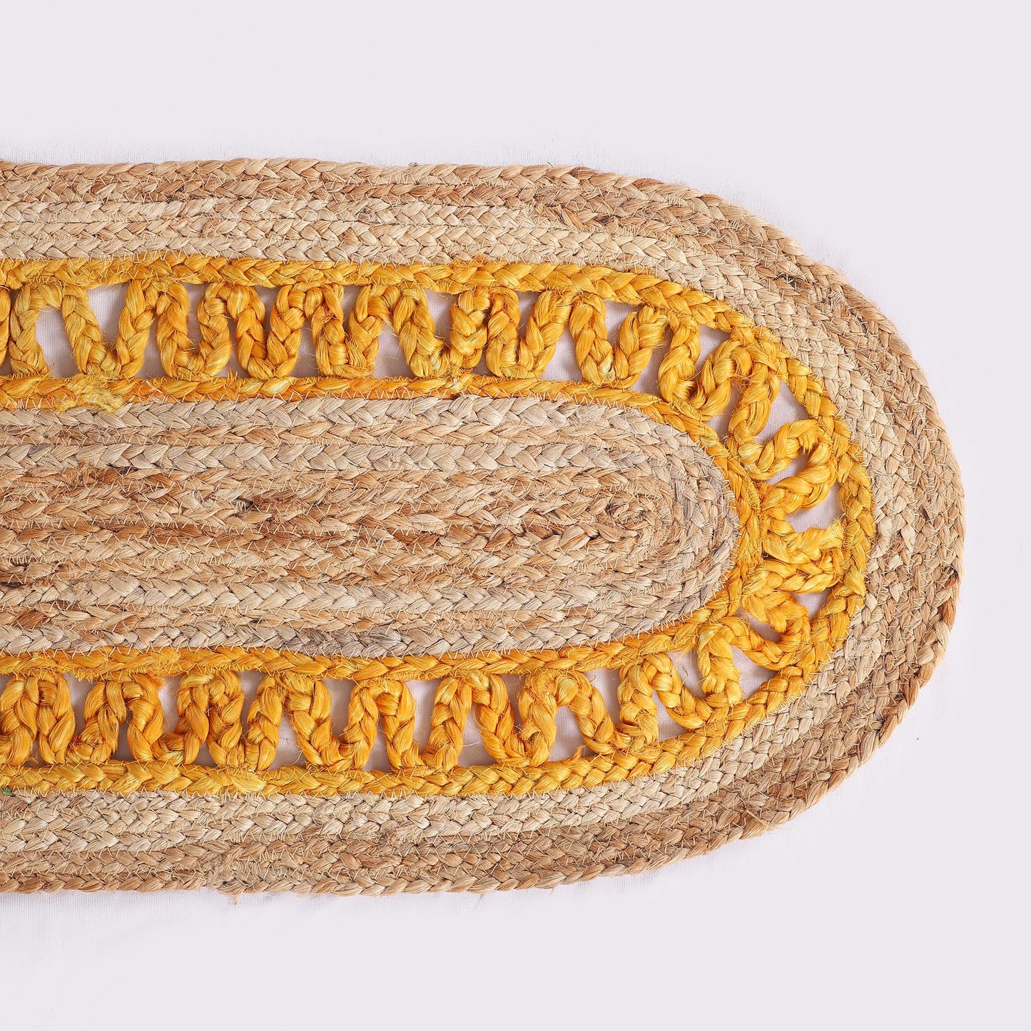 Madhu International Natural Jute Oval Table Runner 13x36 Inch – Handwoven Boho Burlap Rug for Dining Table, Rustic Farmhouse Kitchen Decor, Eco-Friendly Coffee Table Accent & Wedding Decor