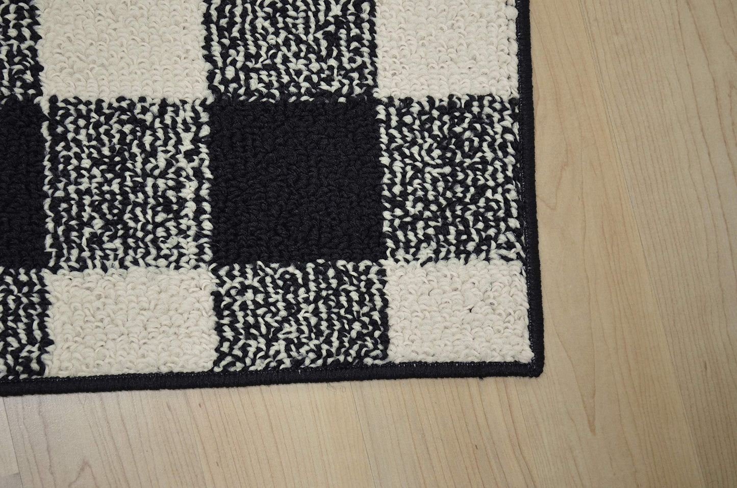 Garland Rug Country Living – Checkered Buffalo Plaid Design, Non-Slip Rubberback, Traditional 5x7 Area Rug for Living Room, Bedroom, Kitchen, Dining Room, Nursery,Black/Ivory