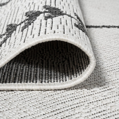 JONATHAN Y Tribal Diamond Trellis Indoor Outdoor Area Rug 5X8 Ivory/Black, Derya for Backyard, Patio, Porch, Easy-Cleaning, High Traffic, Pet-Friendly, Non-Shedding (SMB129D-5)