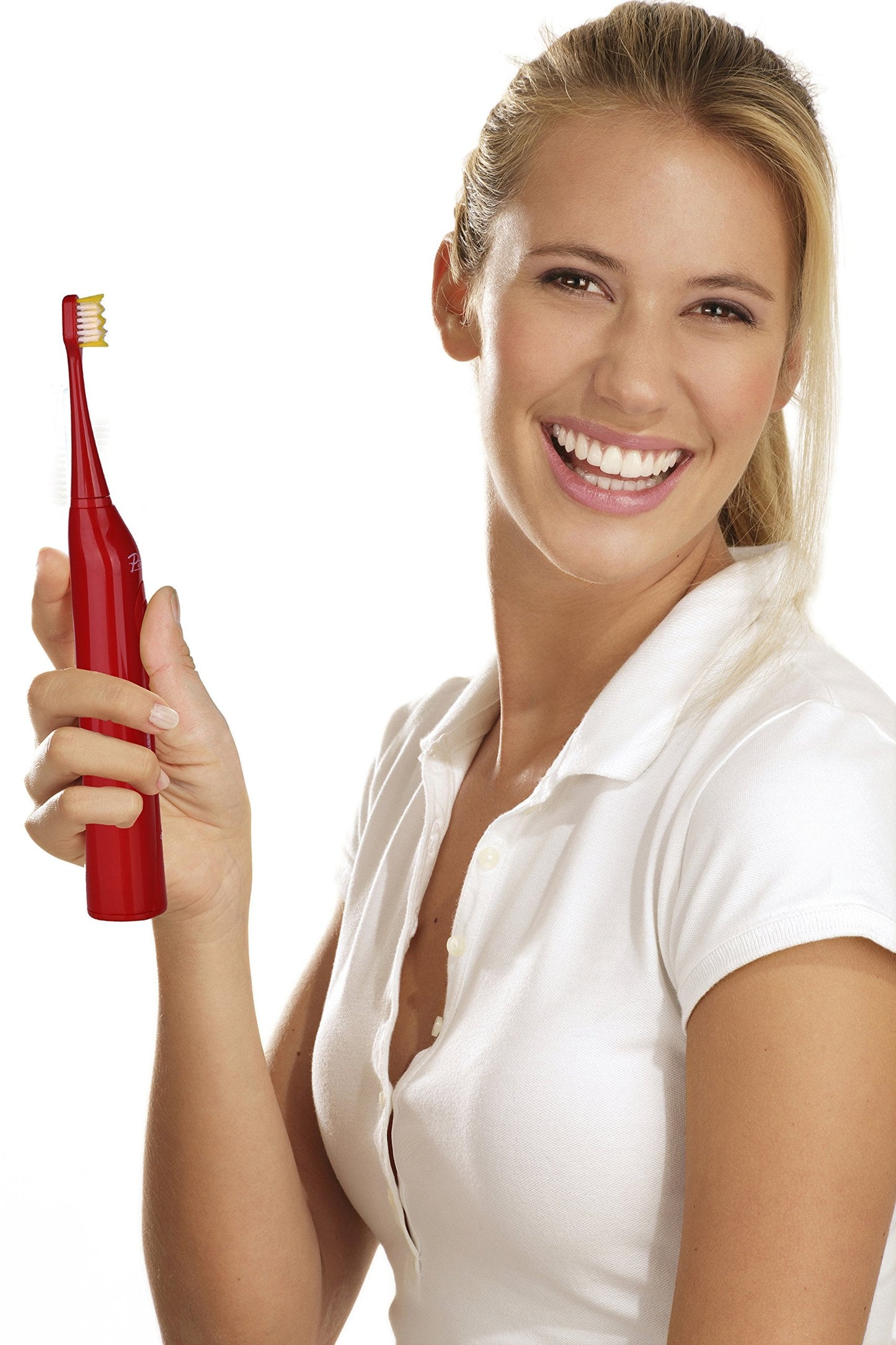 Pursonic S430 SmartSeries Electronic Power Rechargeable Sonic Toothbrush, 12 Brush Heads Included, Red
