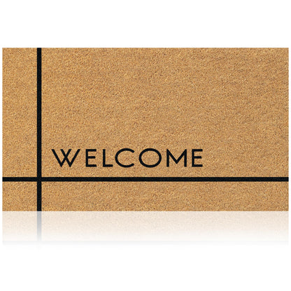 AMARU DOOR MATS - Natural Coir Door Mat, Minimal Shedding, Heavy Duty Non-Slip Welcome Mat for Front Door, Outside Entrance, Porch & Entryway (17x29, Welcome 7)