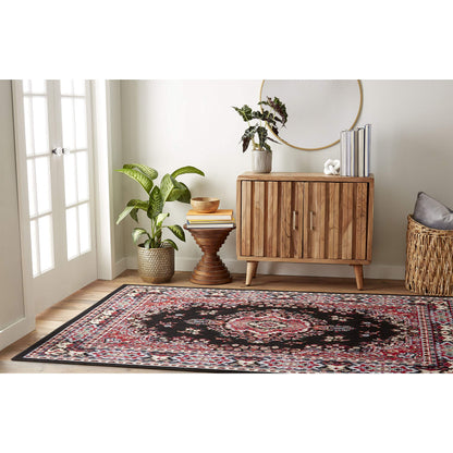 Home Dynamix Premium Sakarya Traditional Medallion Border Area Rug, Black, 21"x35" Rectangle