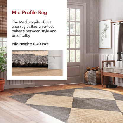 nuLOOM Pandora Diamond Jute Area Rug - 4x6, Global Inspired Black/Ivory Neutral Rug for Dining, Living, Kitchen