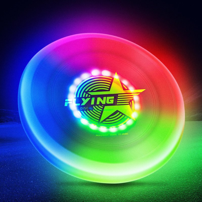 Fortikpo Glow in the Dark LED Flying Disc - 7 Dynamic Modes, 7 Colors, IP65 Waterproof, Perfect Birthday & Camping Gift for Men/Boys/Teens/Kids - Outdoor Games & Cool Toys, 175g