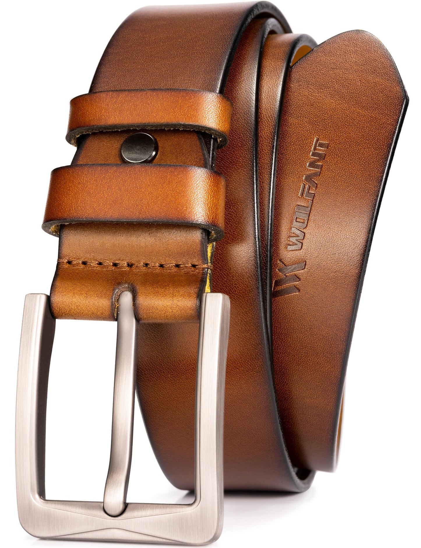 WOLFANT 1.5" Full Grain Leather Belt for Men in Gift Box,100% Italian Real Solid Leather
